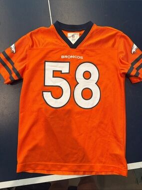 Youth Broncos #58 Orange Football Jersey - Team Style Tee